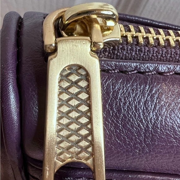 Rebecca Minkoff Mini Mac Purple Crossbody Bag with Gold Hardware - Picture 11 of 13